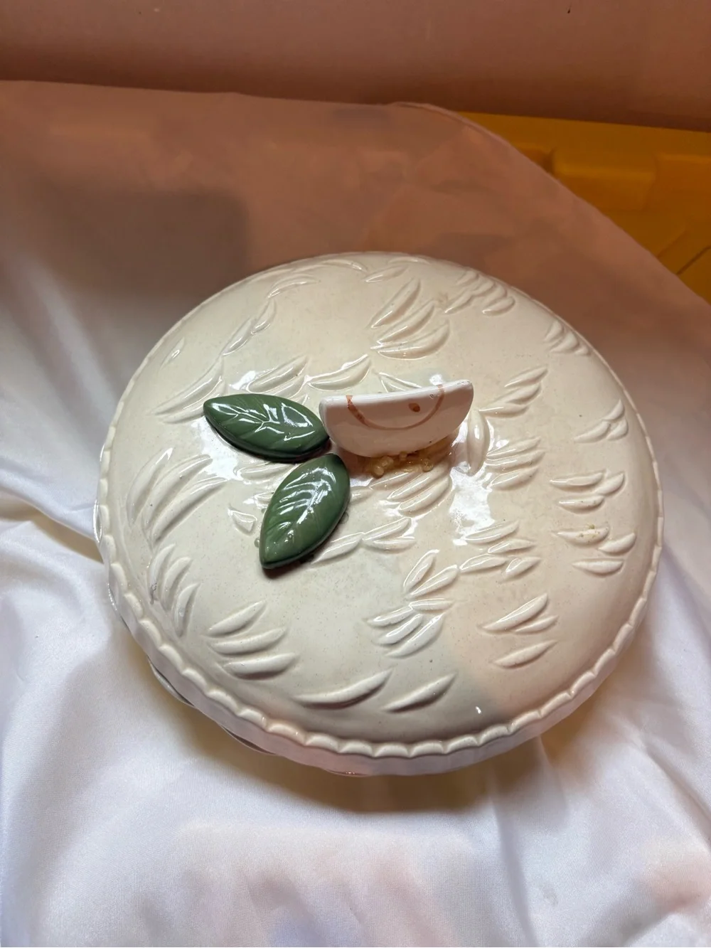 Vintage Ceramic Apple Pie Recipe Server Dish With Lid